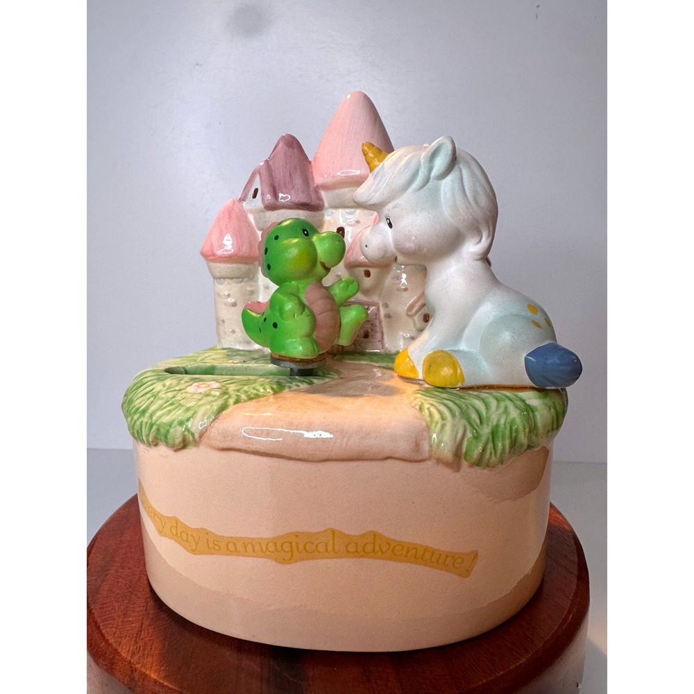 Vintage Spellbinders Unicorn Dinosaur Musical Figurine Plays Tomorrow Annie Rare